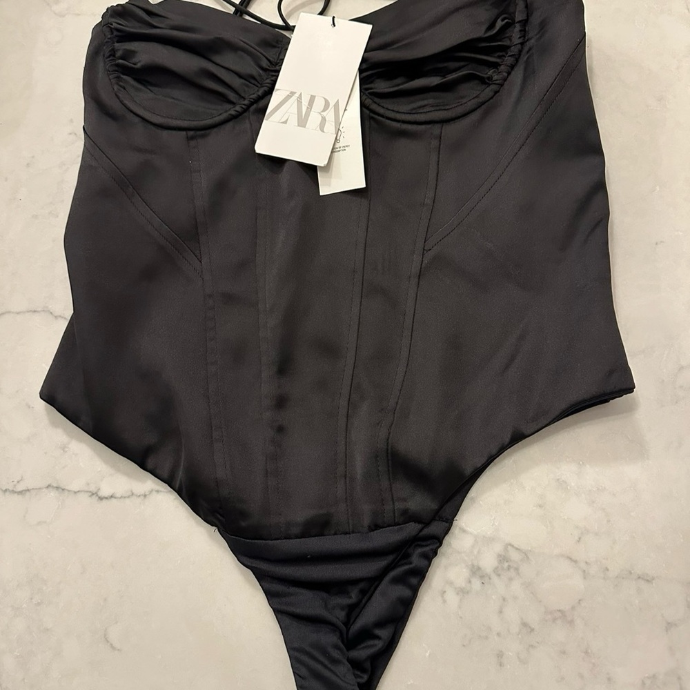 ZARA Black Corset Bodysuit